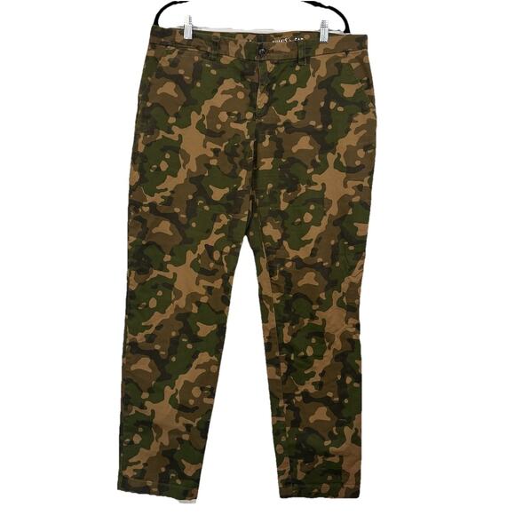 Gap Pants Womens Size 12 Green Camo Khakis Chino Camouflage Broken-In Straight - Picture 1 of 10
